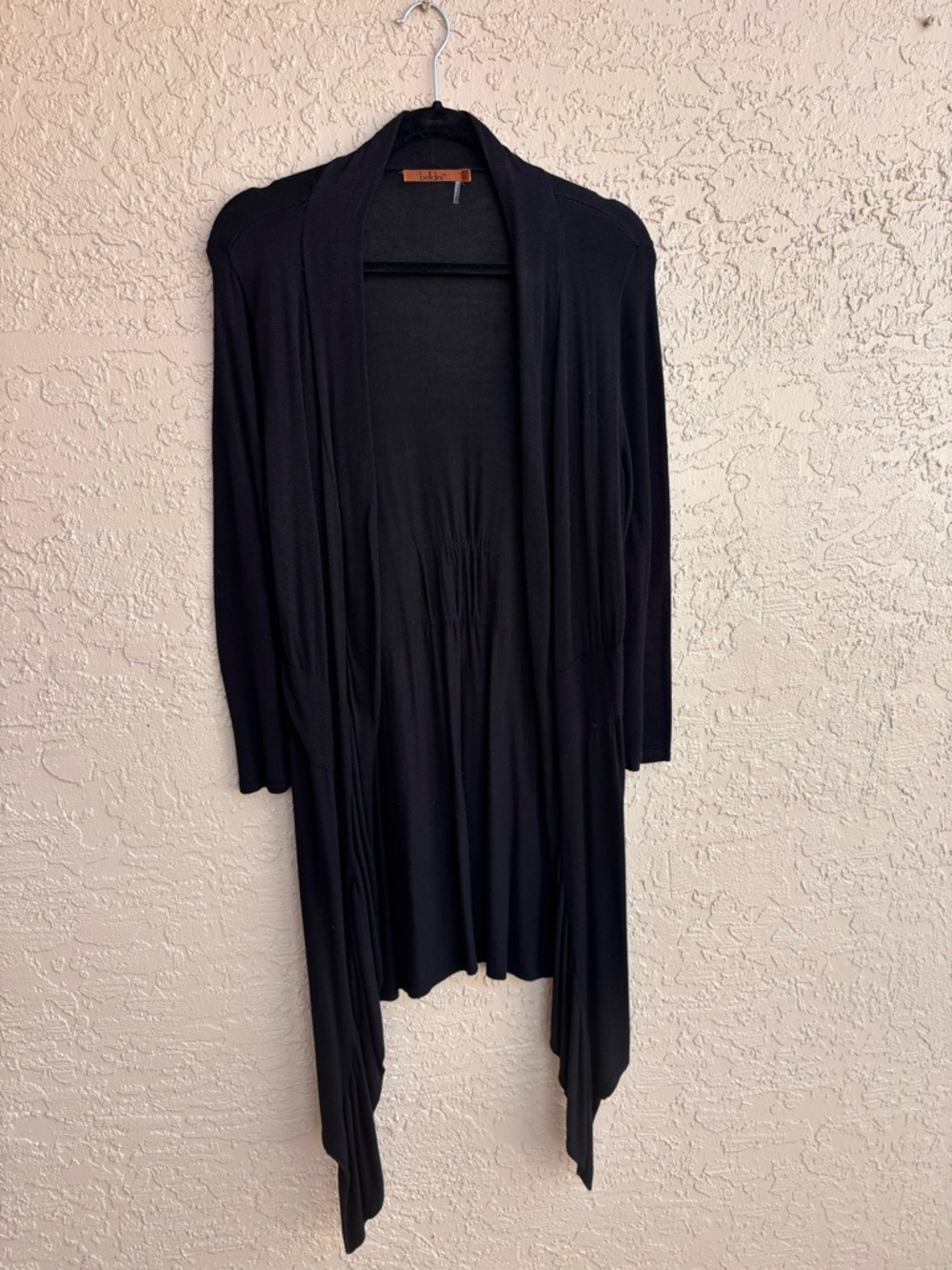Bellini Black Knit Cardigan with Orange Logo Tag